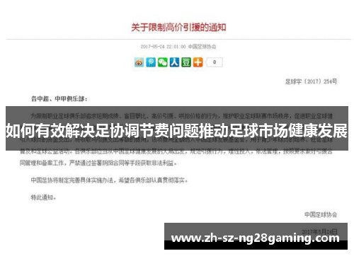 如何有效解决足协调节费问题推动足球市场健康发展