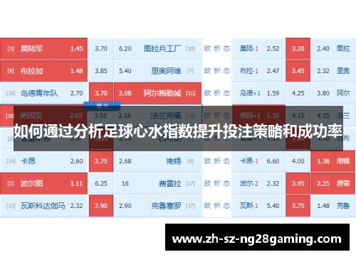 如何通过分析足球心水指数提升投注策略和成功率