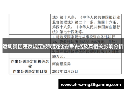 运动员因违反规定被罚款的法律依据及其相关影响分析