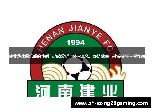 建业足球俱乐部的性质与功能分析：体育文化、经济效益与社会责任三重作用